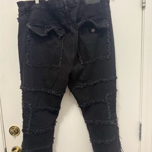 Edgy Black Frayed Men's Skinny Jeans Big & Tall